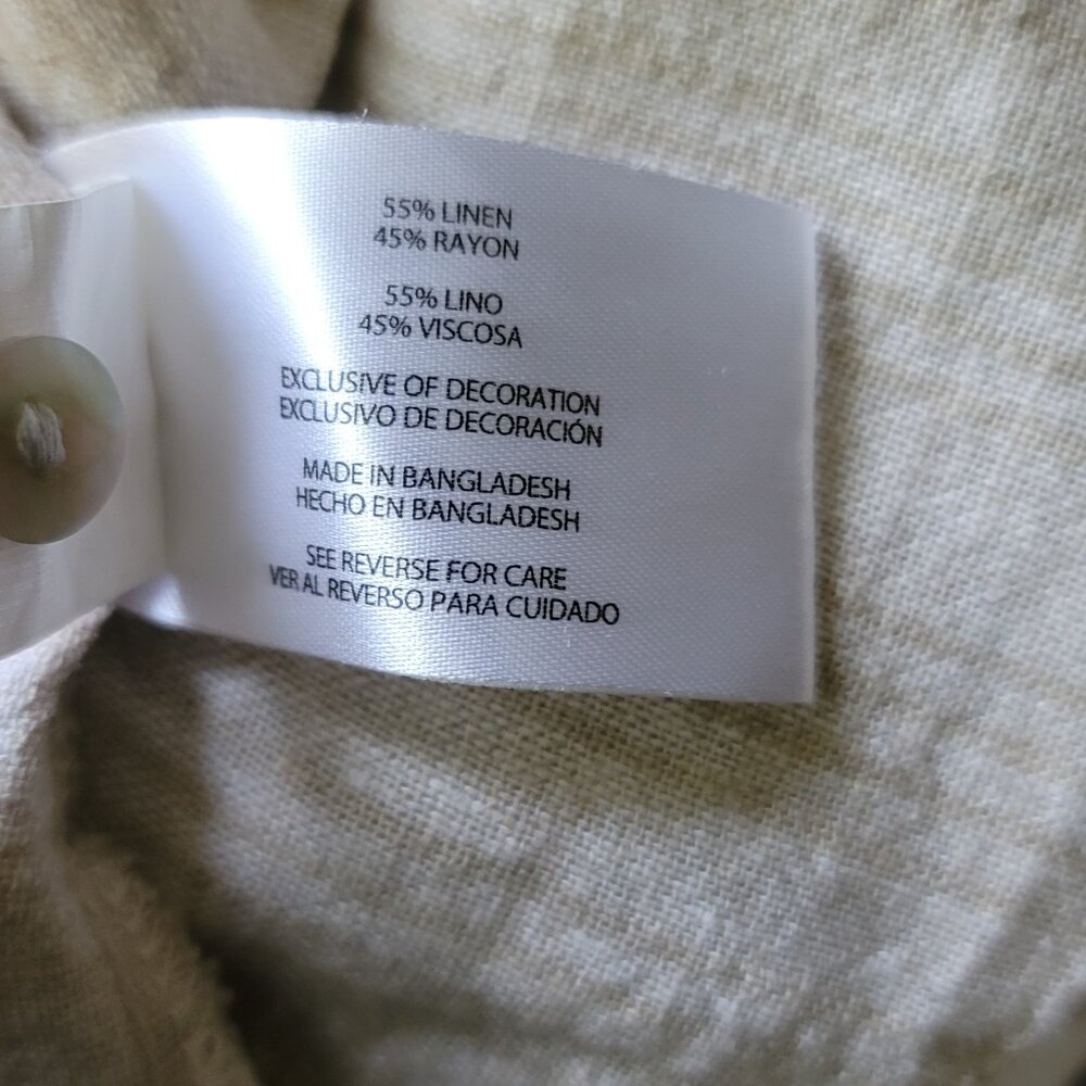 Orvis Women Linen Blend Button Down Shirt large Beige Striped Lightweight Top - Picture 8 of 9